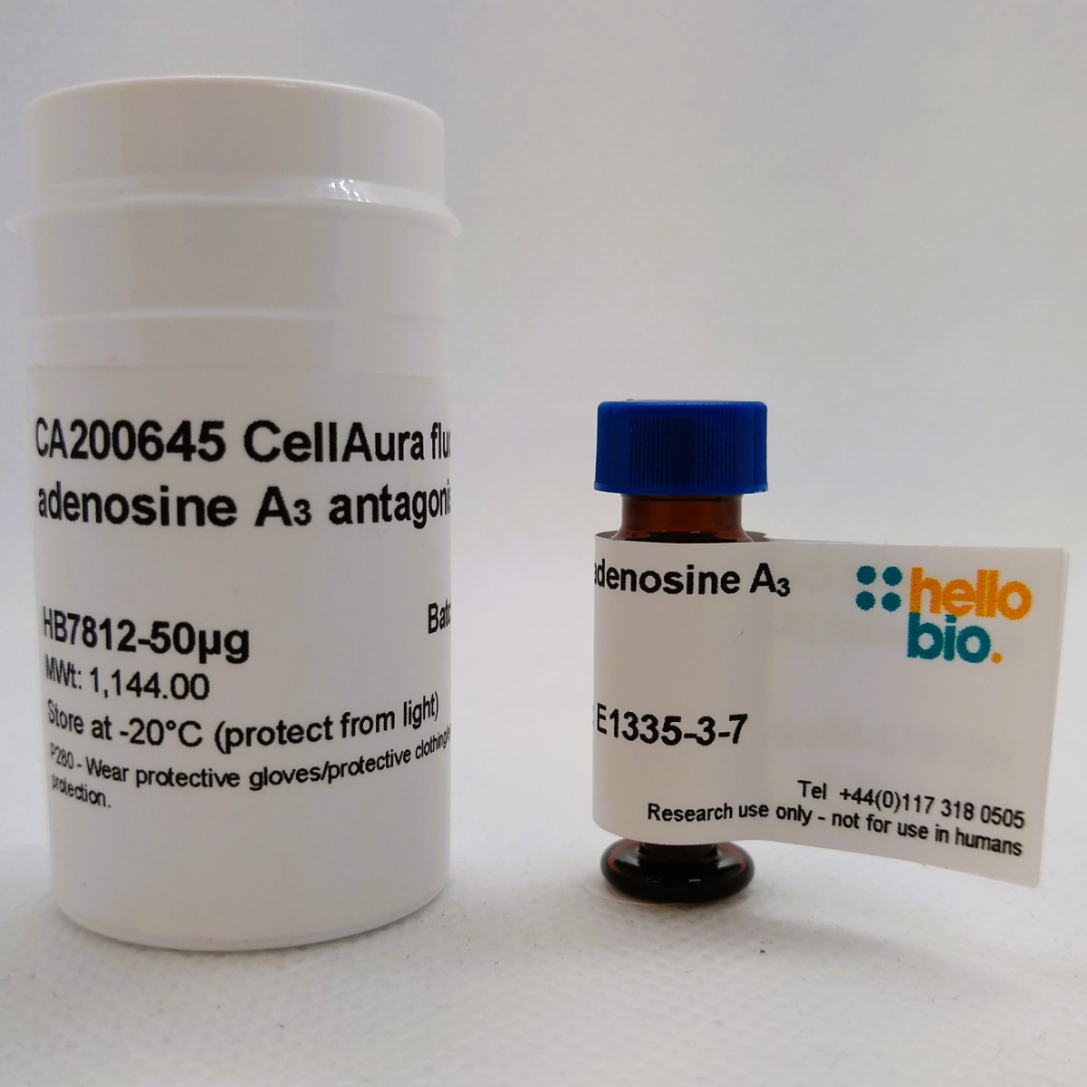 CellAura fluorescent adenosine A3 antagonist [XAC] product vial image | Hello Bio